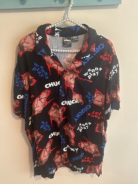 Chucky Child’s Play "Wanna Play" Graphic Button Down Shirt XL